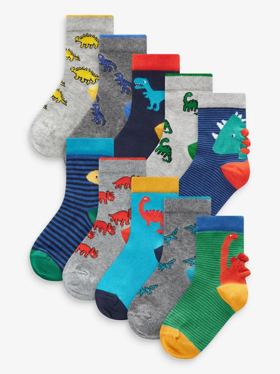 Dinosaure couleur vive - 10{Paquet de chaussettes en coton riche
