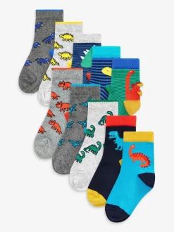 Dinosaure couleur vive - 10{Paquet de chaussettes en coton riche