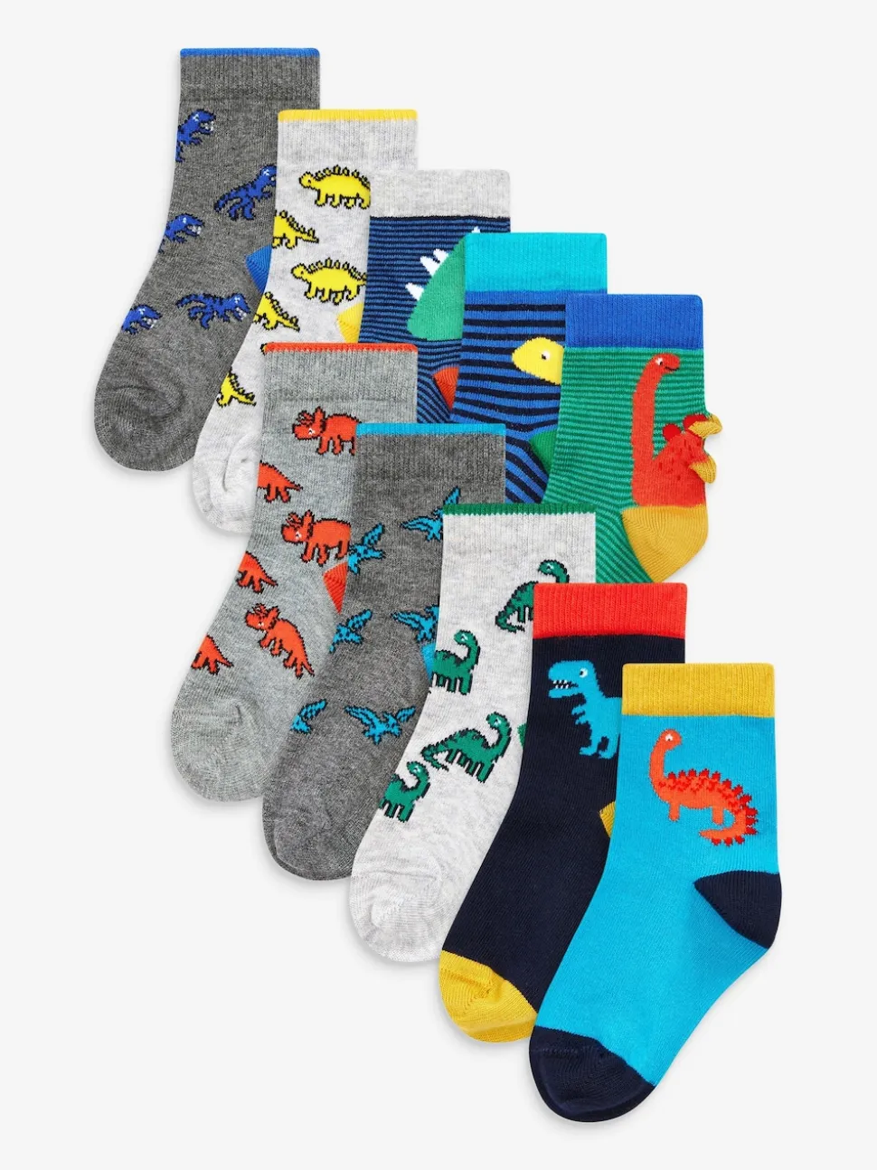 Dinosaure couleur vive - 10{Paquet de chaussettes en coton riche