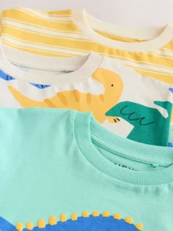 Dinosaure jaune - T-shirts imprimés graphiques à manches courtes Lot de 3 (3mois7ans)
