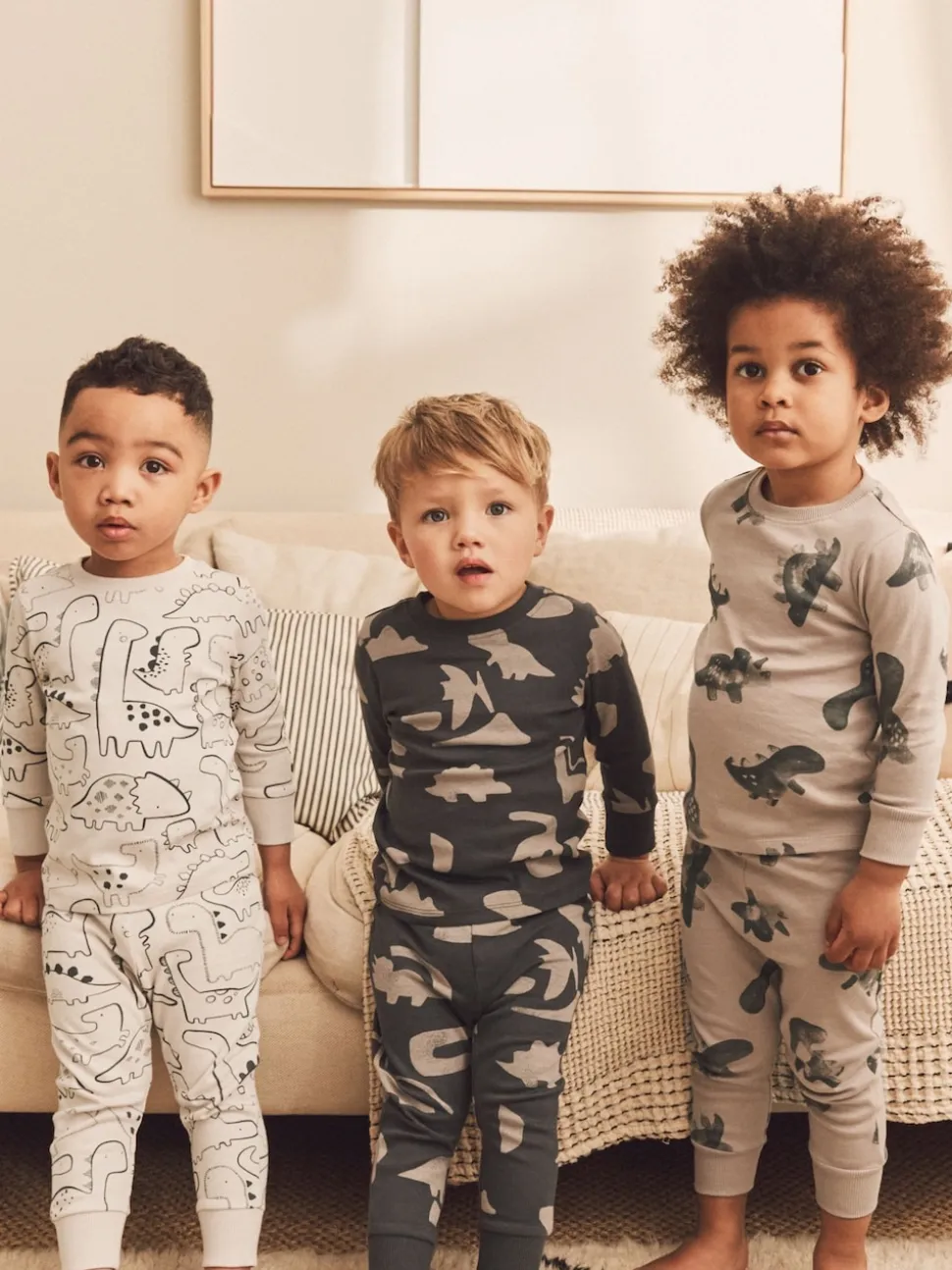Dinosaure neutre/noir - Lot de 3 pyjamas Snuggle (9mois-10ans)