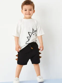 Dinosaure noir/beige - Ensemble t-shirt et short à manches courtes Lot de 2 (3mois à7ans) (3mois à7ans)