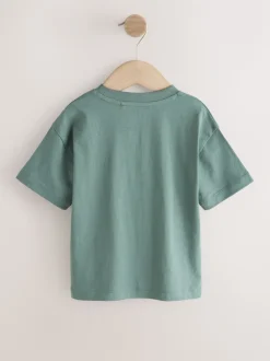 Dinosaure orange/vert - Lot de 4 t-shirts graphiques à manches courtes (3mois7ans)