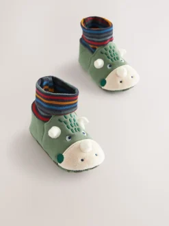 Dinosaure vert - Chaussures bottines chaussettes bébé (0-18mois)