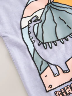 Dinosaure violet - T-shirt Manches courtes Graphic (3mths-7yrs)