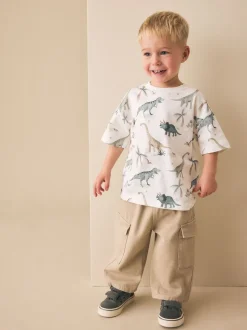 dinosaures aquarelle Blanc - T-shirt imprimé sur l’ensemble à manches courtes (3 mois7 ans) (3mois7ans)