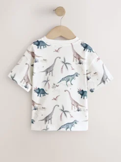 dinosaures aquarelle Blanc - T-shirt imprimé sur l’ensemble à manches courtes (3 mois7 ans) (3mois7ans)