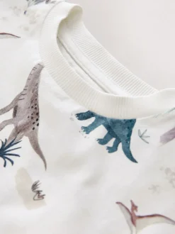dinosaures aquarelle Blanc - T-shirt imprimé sur l’ensemble à manches courtes (3 mois7 ans) (3mois7ans)