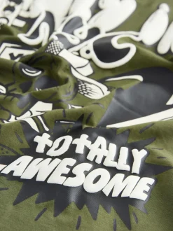 Dos graffiti vert kaki - T-shirt graphique Manches courtes Relaxed Fit (3-16yrs)