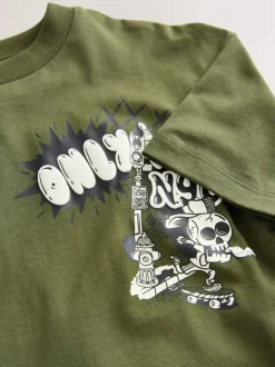 Dos graffiti vert kaki - T-shirt graphique Manches courtes Relaxed Fit (3-16yrs)