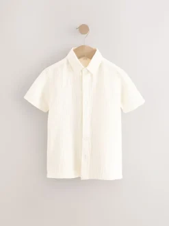 Double toile babeurre - 100% Coton Manches courtes Chemises texturées (3-16yrs)