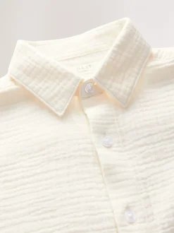 Double toile babeurre - 100% Coton Manches courtes Chemises texturées (3-16yrs)