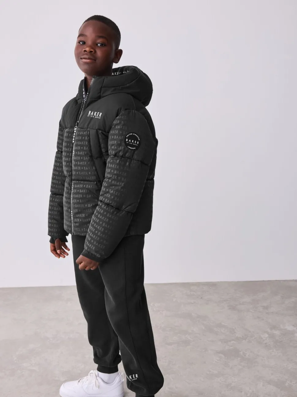 Doudoune noire imprimée Baker by Ted Baker Résistante à la douche