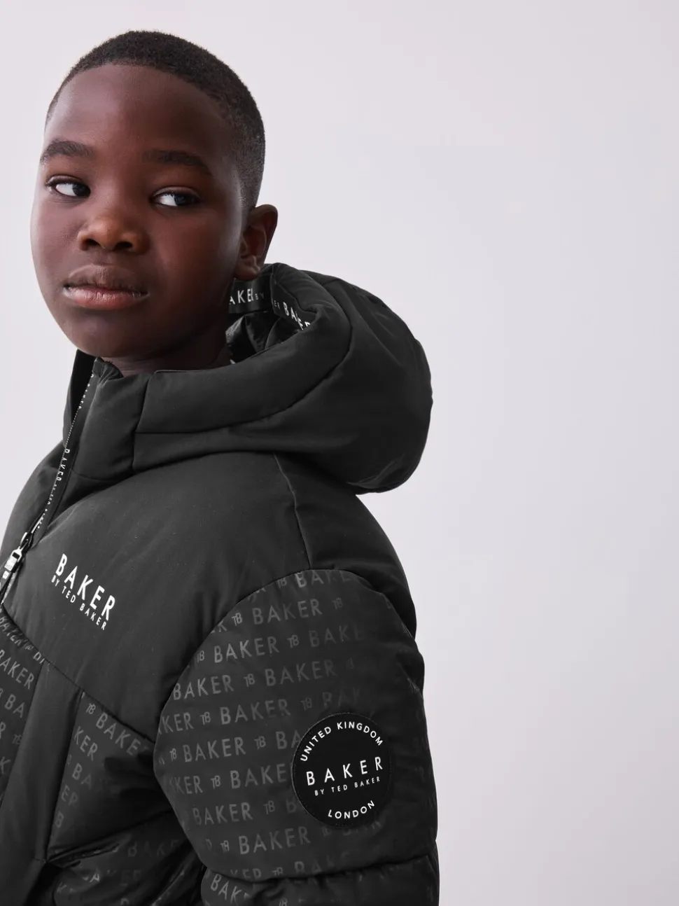 Doudoune noire imprimée Baker by Ted Baker Résistante à la douche