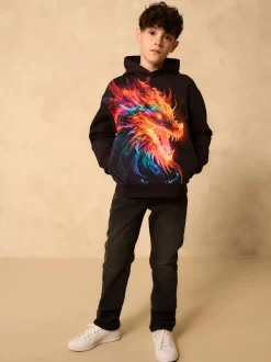 Dragon noir - Sweat à capuche adolescent imprimé graphique (3-16ans)