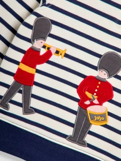 Ecru Stripe London Guard - Sweat-shirt JoJo Maman Bébé appliqué à demi-zip