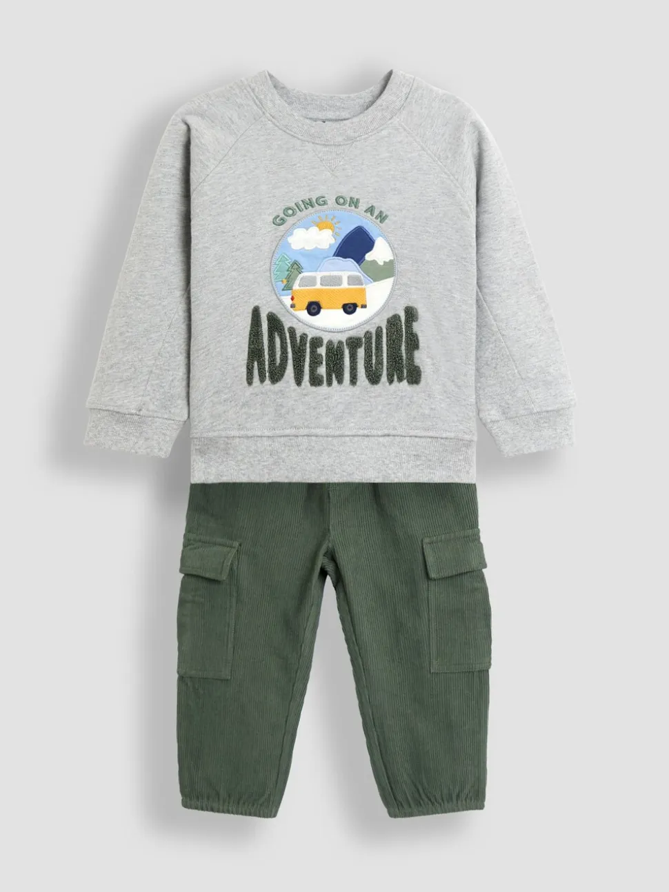 Ensemble cargo JoJo Maman Bébé 2pièces Sweat-shirt et velours côtelé