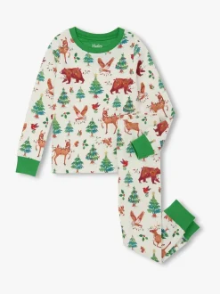 Ensemble de pyjama en coton crème Hatley imprimé animaux de Noël