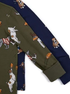 Ensemble Pyjamas Chelsea Peers Kids Two Pack Country Hound Rugby Dogs Imprimé Long