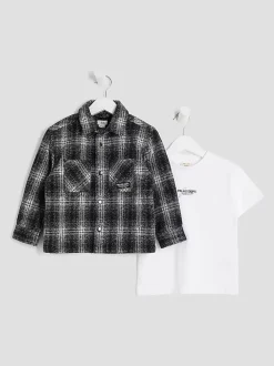 Ensemble River Island veste-chemise et T-shirt à carreaux mono