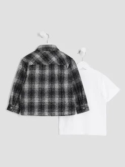 Ensemble River Island veste-chemise et T-shirt à carreaux mono