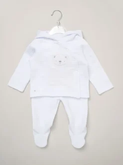 Ensemble Rock-A-Bye Baby Boutique blanc matelassé, veste et pantalons pour bébé