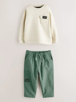 Ensemble sweat-shirt et pantalon cargo Baker by Ted Baker Beige Sable et Vert