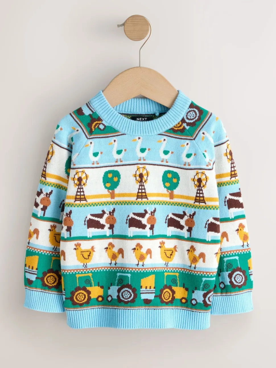 Fair Isle multi-motifs - Personnage Pull Col rond en maille (3mois-7ans)