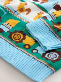 Fair Isle multi-motifs - Personnage Pull Col rond en maille (3mois-7ans)