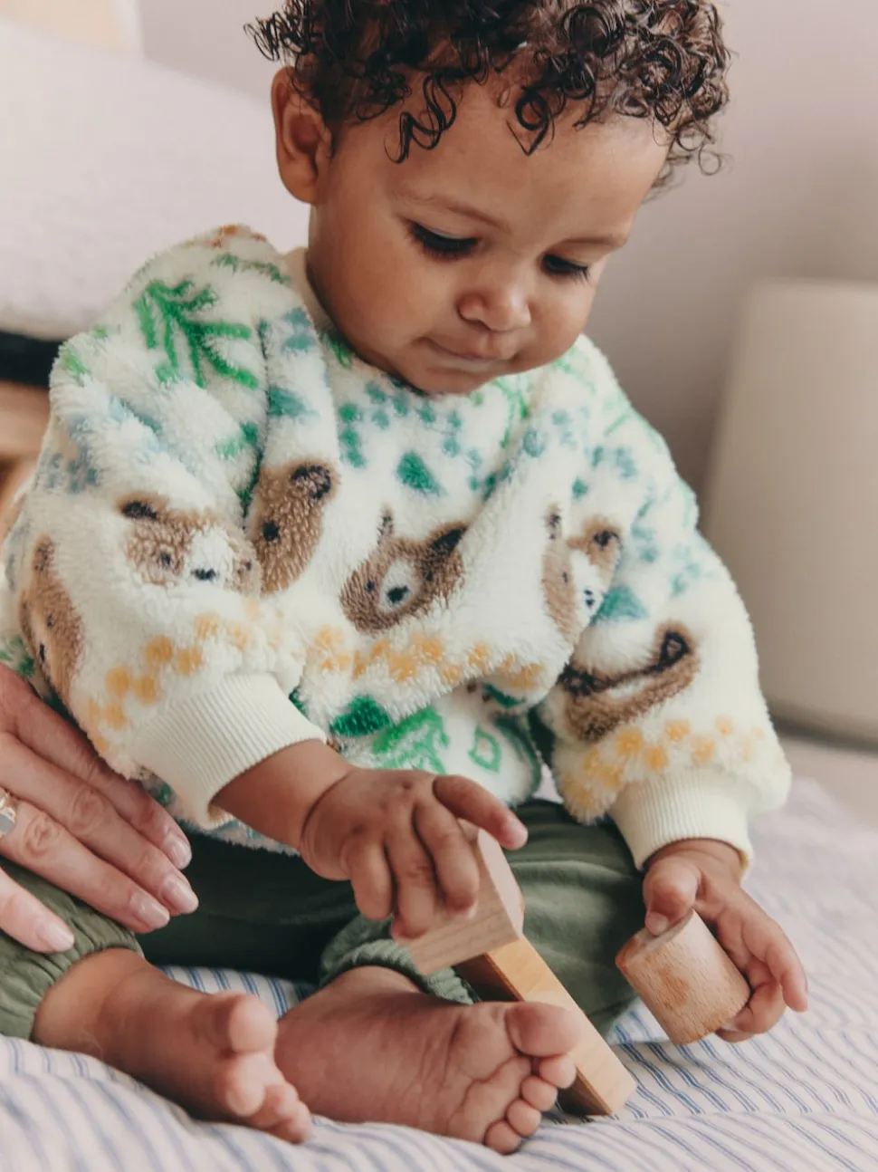 Fairisle ours vert - Ensemble Bébé haut en polaire et Survêtement (0mois-2ans)