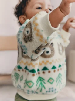 Fairisle ours vert - Ensemble Bébé haut en polaire et Survêtement (0mois-2ans)
