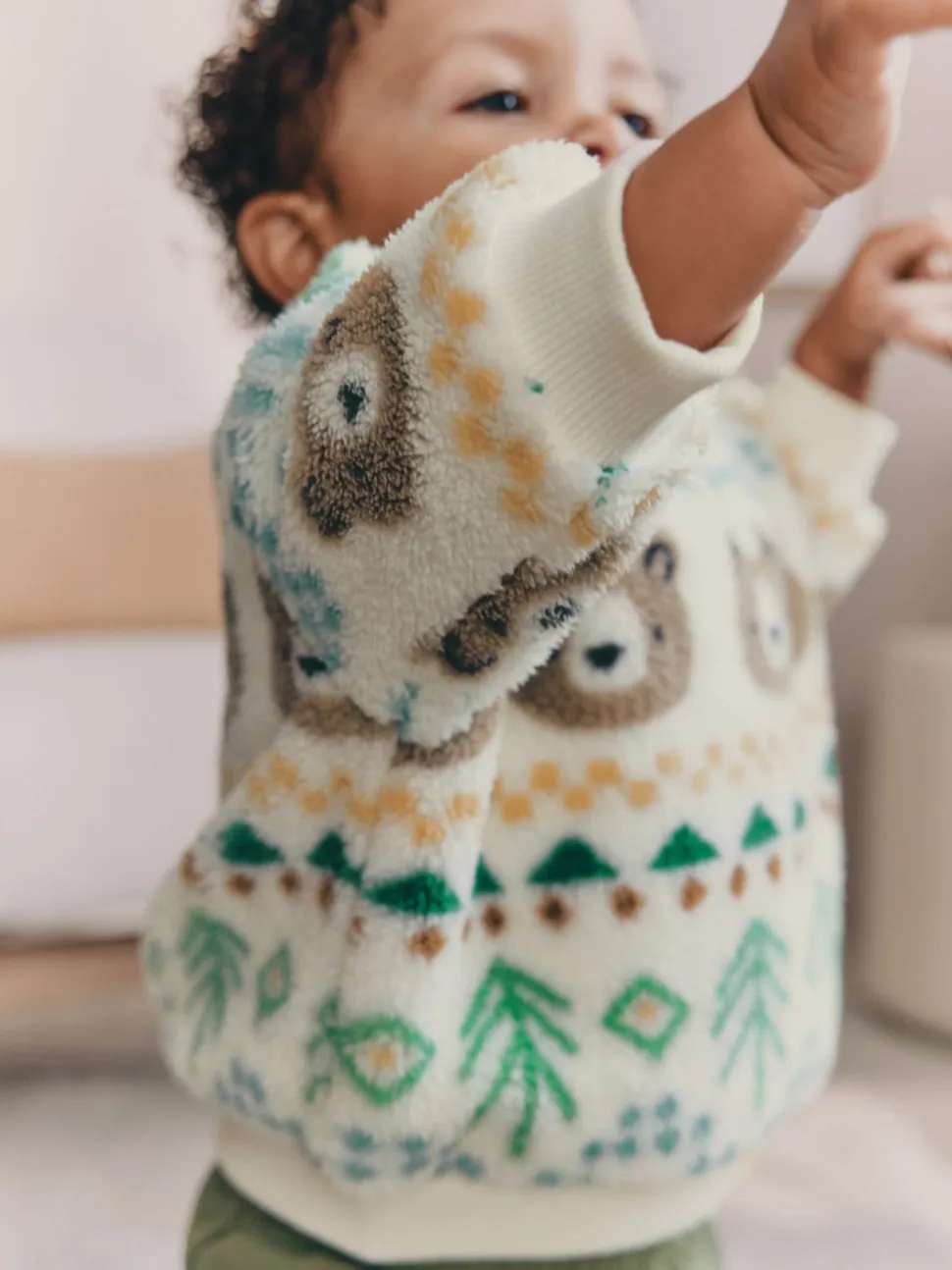 Fairisle ours vert - Ensemble Bébé haut en polaire et Survêtement (0mois-2ans)