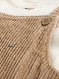 Fauve à motif ours marron - Ensemble salopette et body en velours côtelé (0mois-2ans)