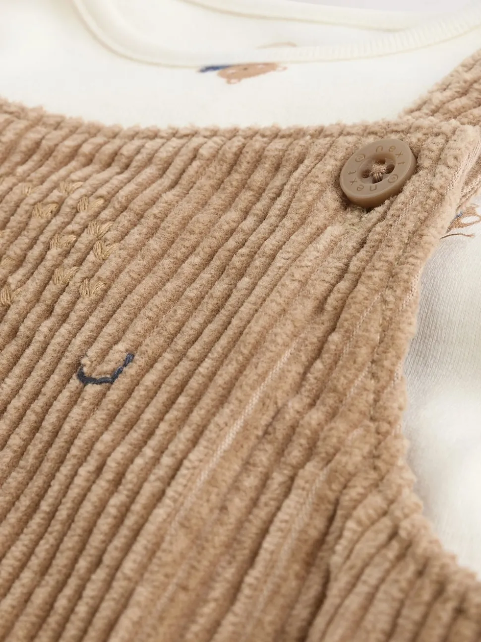 Fauve à motif ours marron - Ensemble salopette et body en velours côtelé (0mois-2ans)