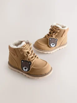 Fauve à motif ours marron - Bottes lacets