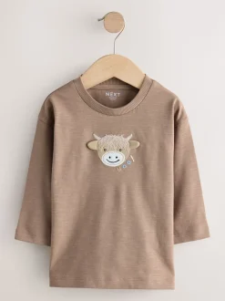 Fauve neutre Hamish - Lot de 3 T-shirts à manches longues imprimé animal et personnage (3mois-7 ans)
