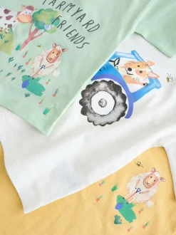 Ferme aquarelle verte - Lot de 3 t-shirts graphiques à manches courtes (3mois7ans)