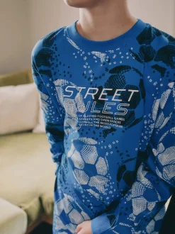 Football bleu/noir - Lot de 2 pyjamas à manches longues (3-16ans)