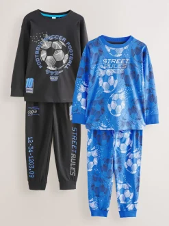 Football bleu/noir - Lot de 2 pyjamas à manches longues (3-16ans)