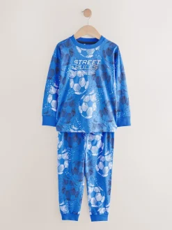 Football bleu/noir - Lot de 2 pyjamas à manches longues (3-16ans)