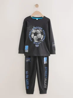 Football bleu/noir - Lot de 2 pyjamas à manches longues (3-16ans)