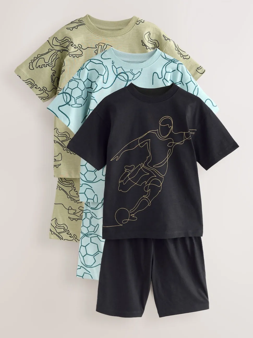 Football bleu/noir/vert - Pyjama court 3 Pack (3-16ans)