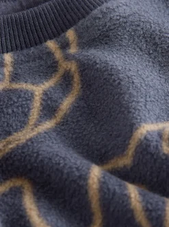 Football linéaire noir - Pyjama simple en laine polaire (3-16yrs)