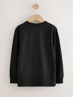 Football Noir brillant - T-shirt à manches longues coupe classique imprimé (3-16ans)