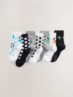 Football noir/gris/blanc - Paquet de chaussettes en coton riche 7