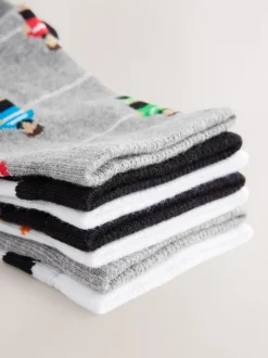 Football noir/gris/blanc - Paquet de chaussettes en coton riche 7