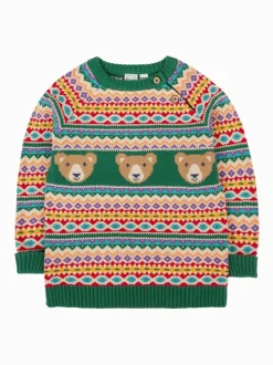 Frugi Pull Fowey Bleu en maille à Motif Fair Isle