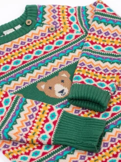 Frugi Pull Fowey Bleu en maille à Motif Fair Isle