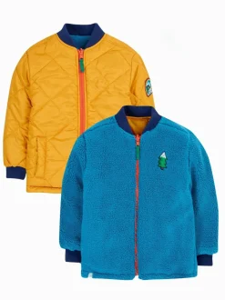 Frugi Veste matelassée réversible jaune Robin