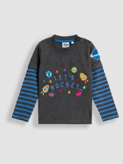 Fusée Gris anthracite - Haut JoJo Maman Bébé à manches factices appliquées